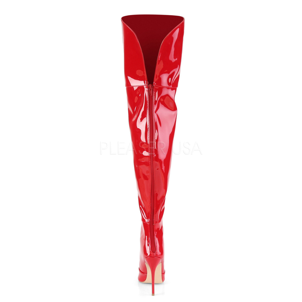 Pointed Toe Patent Stretch Thigh High Heel Boots - Picture 4 of 5